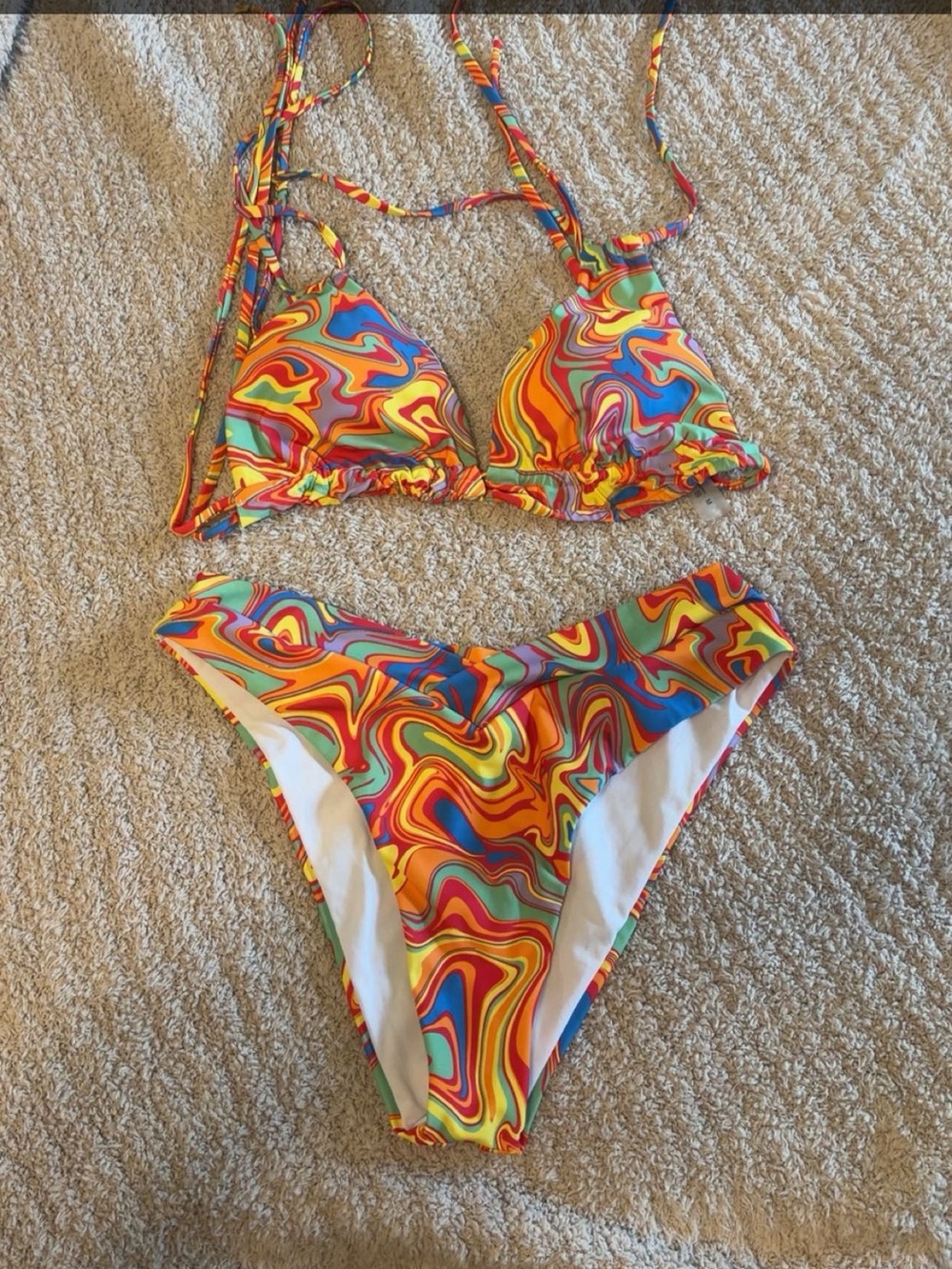 Colorful Swirl Triangle Bikini Set